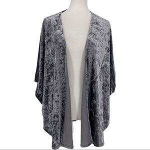 Madden NYC gray/silver soft velvet cardigan wrap, OS